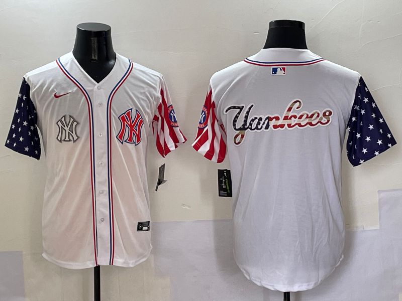 Men New York Yankees Blank White a generation of national flags Jointly Name 2025 Nike MLB Jersey style 14->new york yankees->MLB Jersey